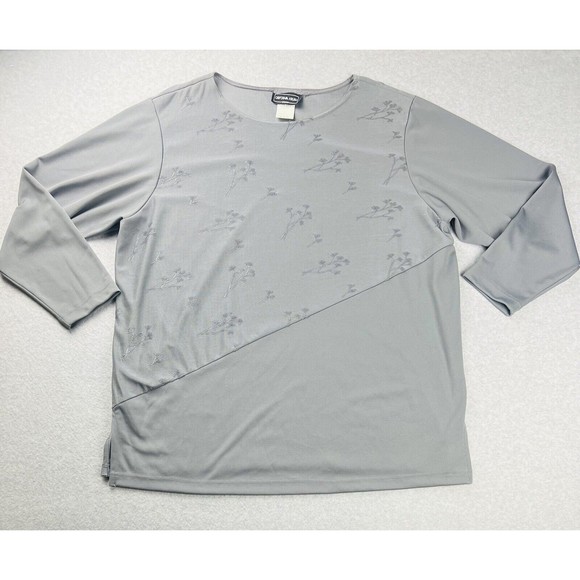California Krush Woman Top Womens 2X Gray Plus Size Long Sleeve Made in USA - Picture 2 of 12